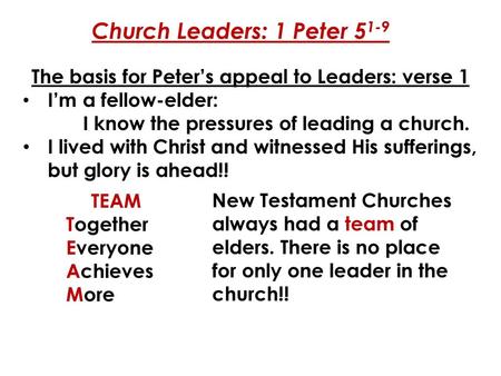 Church Leaders: 1 Peter 51-9