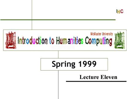 Introduction to Humanities Computing