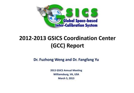 GSICS Coordination Center (GCC) Report