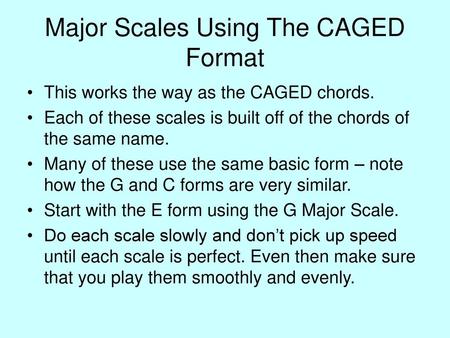 Major Scales Using The CAGED Format