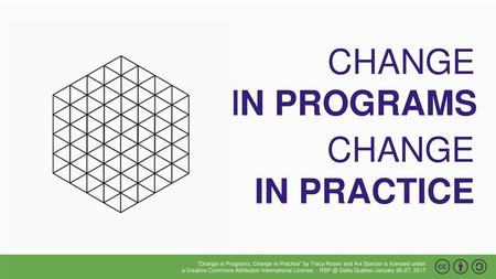 CHANGE IN PROGRAMS CHANGE IN PRACTICE