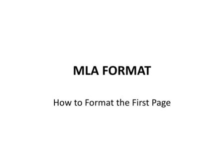 How to Format the First Page