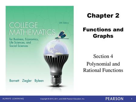 Chapter 2 Functions and Graphs