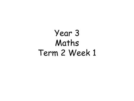 Year 3 Maths Term 2 Week 1.