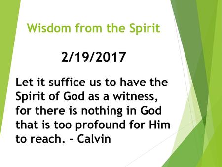 2/19/2017 Wisdom from the Spirit