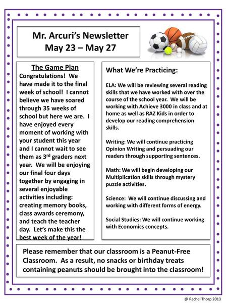 Mr. Arcuri’s Newsletter