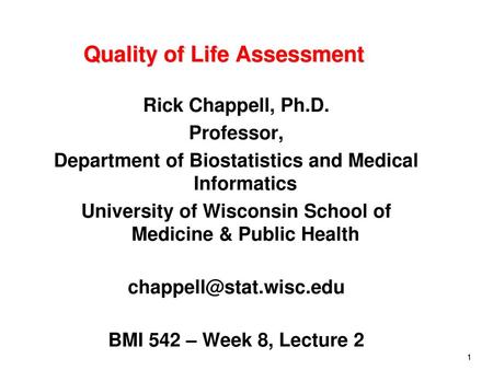 Quality of Life Assessment