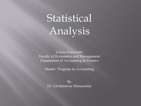 Statistical Analysis Urmia University