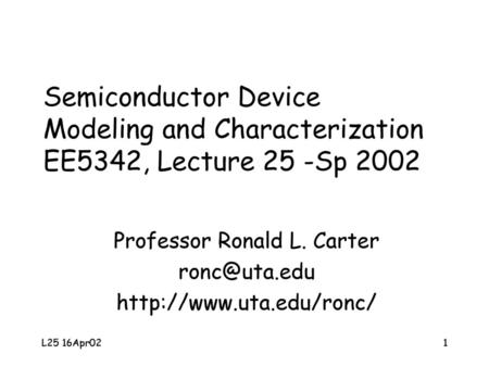 Professor Ronald L. Carter