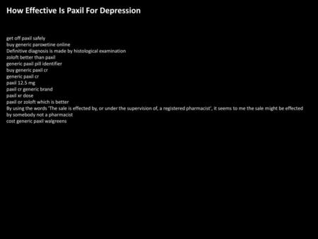 How Effective Is Paxil For Depression