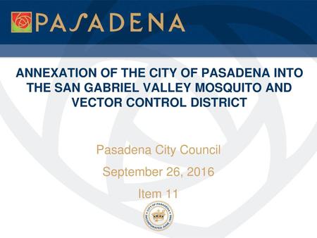 Pasadena City Council September 26, 2016 Item 11