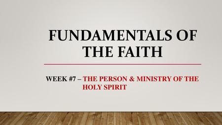 Fundamentals of the faith