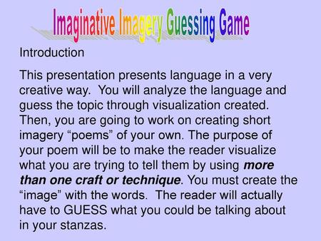 Imaginative Imagery Guessing Game