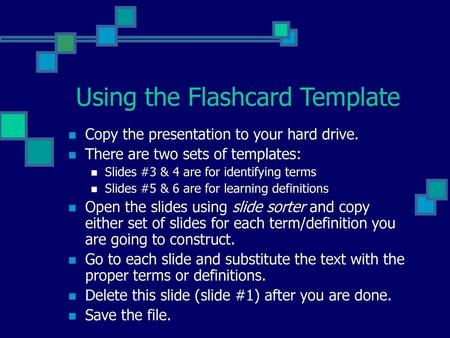 Using the Flashcard Template