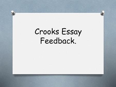 Crooks Essay Feedback..