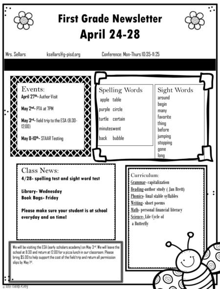 First Grade Newsletter