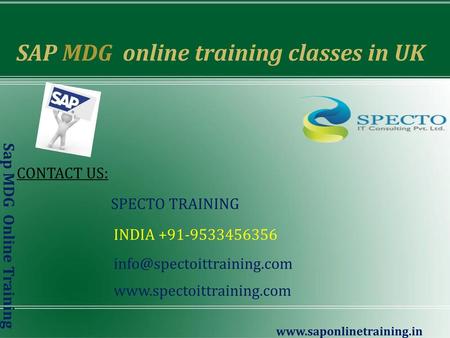 SAP MDG online training classes in UK Sap MDG Online Training