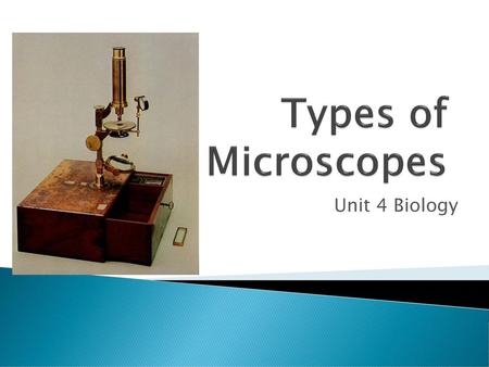 Types of Microscopes Unit 4 Biology.