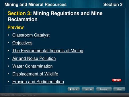 Section 3: Mining Regulations and Mine Reclamation