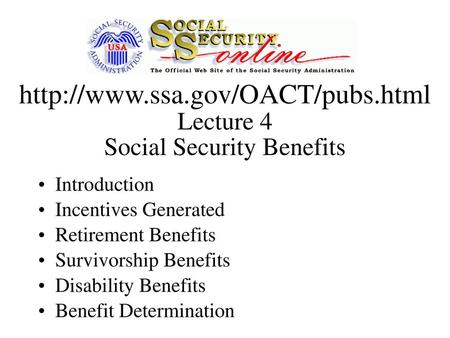 Lecture 4 Social Security Benefits