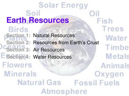 Earth Resources Section 1: Natural Resources