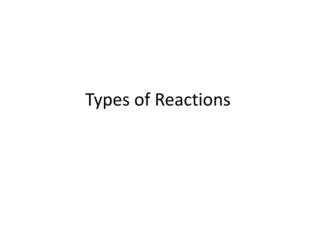 Types of Reactions.