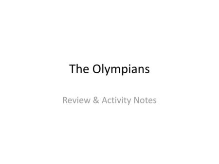 Review & Activity Notes