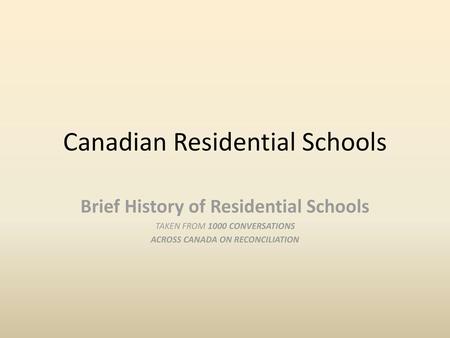 Canadian Residential Schools