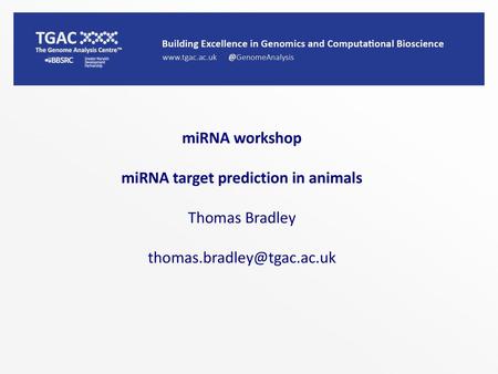 miRNA workshop miRNA target prediction in animals