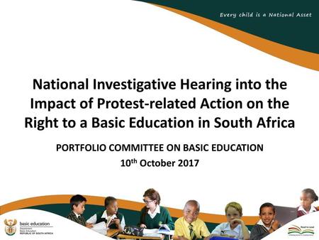 PORTFOLIO COMMITTEE ON BASIC EDUCATION 10th October 2017