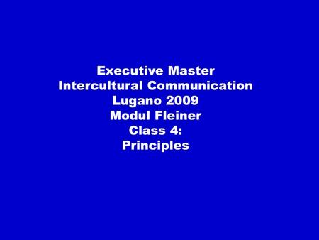 Intercultural Communication