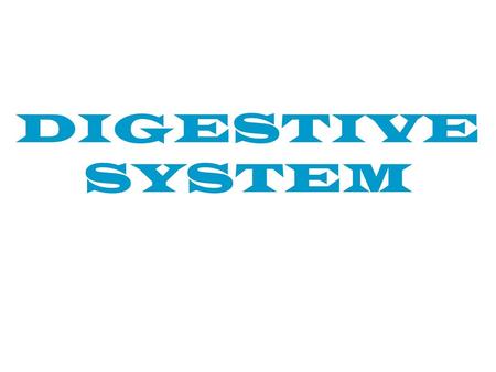 DIGESTIVE SYSTEM.