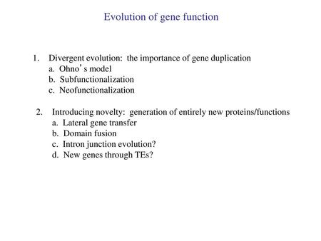 Evolution of gene function