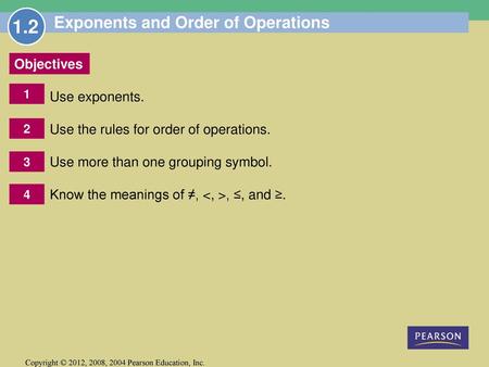 Exponents and Order of Operations