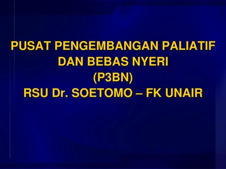 PUSAT PENGEMBANGAN PALIATIF DAN BEBAS NYERI (P3BN) RSU Dr