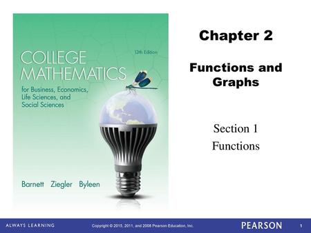 Chapter 2 Functions and Graphs