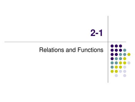 Relations and Functions