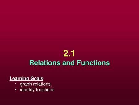 Relations and Functions