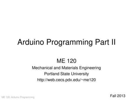 Arduino Programming Part II