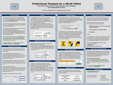 Fold or cut poster here Professional Template for a 48x36 Trifold Your name and the names of the people who have contributed to this presentation go here.