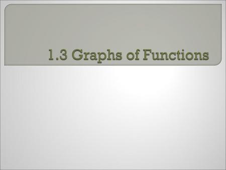 1.3 Graphs of Functions.