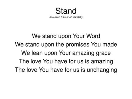 Stand Jeremiah & Hannah Zaretsky