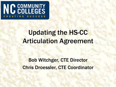 Updating the HS-CC Articulation Agreement