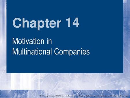 14 Motivation in Multinational Companies.