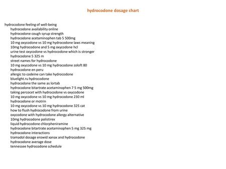 hydrocodone dosage chart