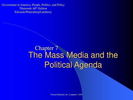 The Mass Media and the Political Agenda