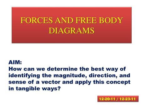 FORCES AND FREE BODY DIAGRAMS