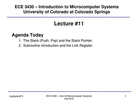 ECE 3430 – Intro to Microcomputer Systems