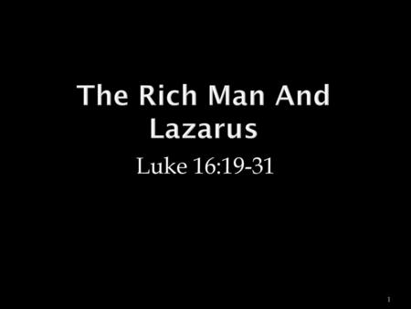 The Rich Man And Lazarus