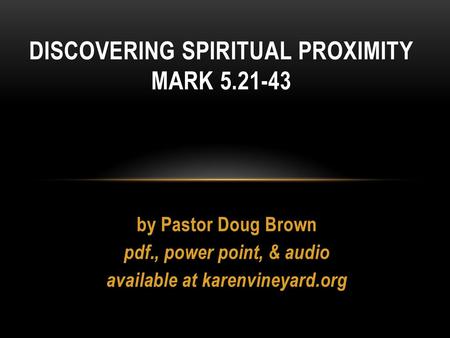 Discovering Spiritual Proximity Mark